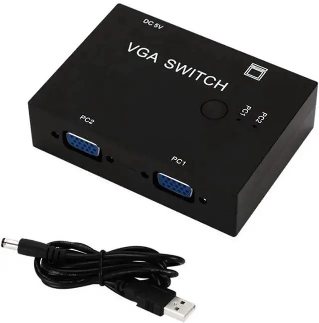 Alt view image 6 of 7 - Vszerda 2 Port VGA SVGA Monitor Sharing Switch Box 2-in 1-Out for LCD PC TV Monitor