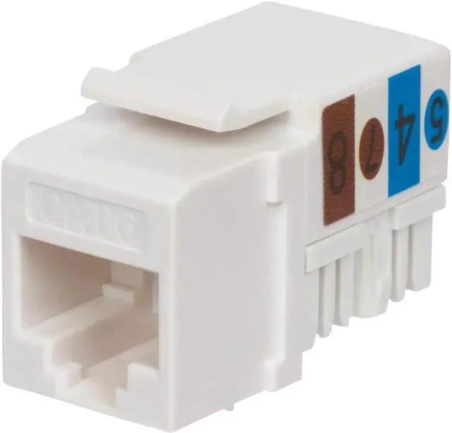 Alt view image 3 of 3 - Vszerda Cat6 RJ45 90-Degree Keystone Jack, Punch Down Keystone Jack Adapter White (50 Pack)