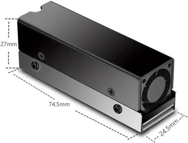 Alt view image 3 of 6 - Vszerda M.2 SSD NVMe Heat Sink M2 2280 Solid State Disk Air Circulation Radiator with Fan Aluminum Heatsink Thermal Pad Cooler