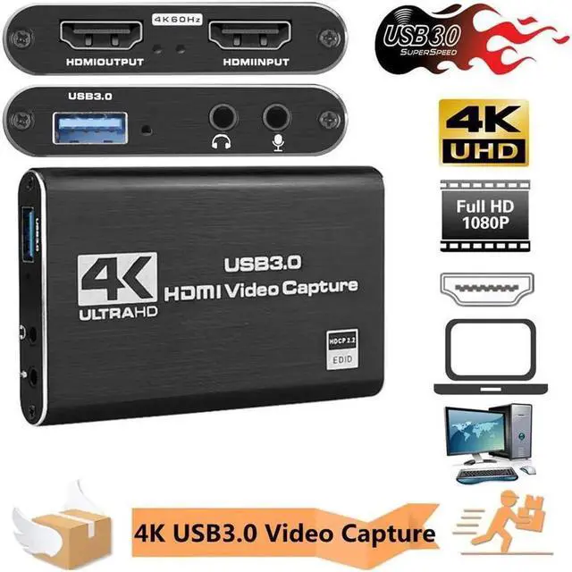 Alt view image 4 of 7 - Vszerda USB3.0 2.0 4K Video Capture Card HD 1080P Game Grabber HDMI-compatible Capture Card with Micr & HDMI Loop-Out, For Youtube Live Streaming