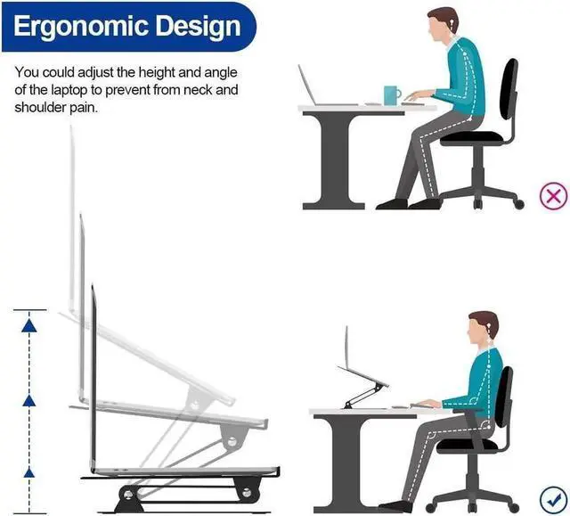 Alt view image 4 of 7 - Vszerda Laptop Stand Notebook Stand Riser Aluminum Foldable Computer Stand, Compatible with All Laptops 10-17" MacBook Pro, iPad Air(Z19-Black)