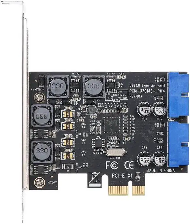 Alt view image 3 of 3 - Vszerda Super Speed PCI Express to Dual 20 Pin USB 3.0 Controller Card PCI-E X1 to 2 Ports USB 3.0 Header With Low Profile Bracket