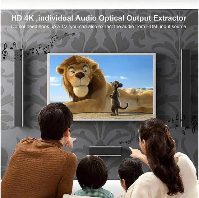 Alt view image 2 of 7 - Vszerda 4K 60hz HDMI Switch Splitter 2 in 4 Out HDMI Switch HDMI Audio Extractor with IR Remote Support HDMI to Toslink SPDIF 3.5mm Audio Out Support 3D 4K 60hz for TV Box Apple TV DVD PS4 PS3