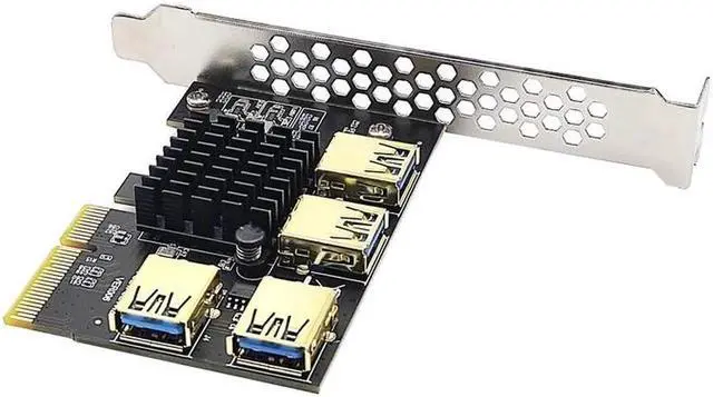 Alt view image 4 of 6 - Vszerda PCIE 1 to 4 Riser Card PCIE To PCIE Adapter 1 Turn 4 PCI Express Slot X4 to X16 USB3.0 Riser Card Converter For BTC Miner Mining