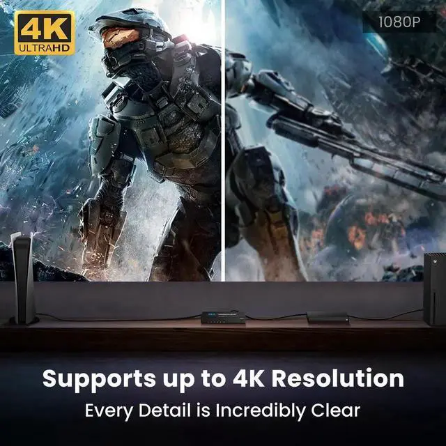 Alt view image 2 of 6 - Vszerda HDMI Switch 5 in 1 Out 4K@60Hz, 5x1 HDMI Splitter Switcher with IR Remote, 5 Port HDMI Selector Box Support HDMI2.0, Dolby Vision/Atmos, HDR10 for Switch, Xbox, PS5/4, Roku, Fire Stick