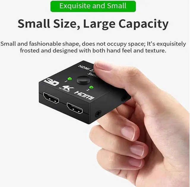 Alt view image 6 of 7 - Vszerda 4K HDMI 4K 2 Ports Bi-Direction Switch, 2 x 1 / 1 x 2 Hub-HDCP Passthrough, Supports Ultra HD 4K, 3D, 1080P, 1080i, 720p, No power Source need - Black