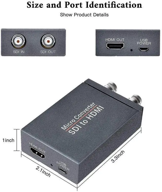 Alt view image 3 of 5 - Vszerda SDI to HDMI Converter Adapter for 3G-SDI/HD-SDI/SD-SDI Signals, 1080P@60Hz