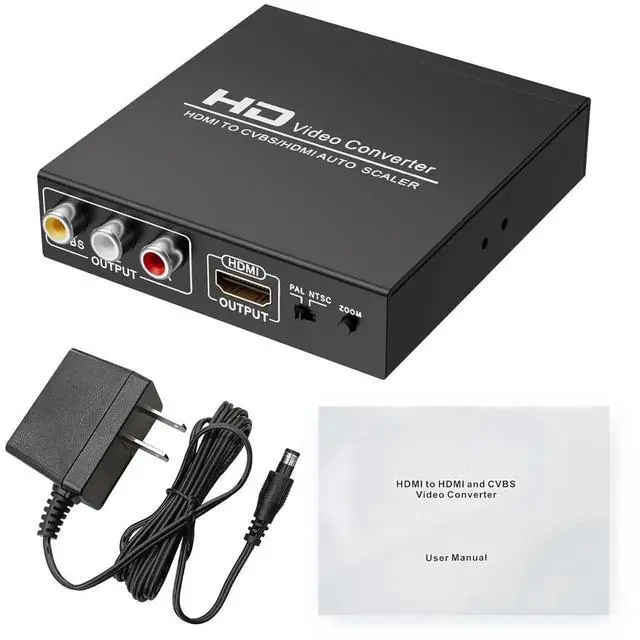 Alt view image 7 of 7 - Vszerda Adapter Converter Fits for HDMI to RCA & AV 3RCA CVBS Composite Video Audio, Support PAL/NTSC, Compatible with PC, Laptop, Xbox, TV, Camera, Monitor