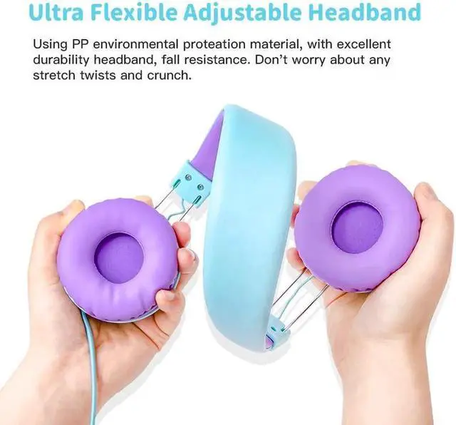 Alt view image 4 of 5 - Vszerda Gemdeck Kids Headphones Wired with Microphone, Portable Headphones Stereo Sound Foldable Headset Green