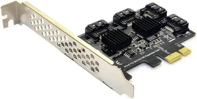 Alt view image 4 of 6 - Vszerda 4 port SATA 3.0 to PCIe expansion Card PCI express PCI e SATA Adapter PCI-e SATA 3 Converter with Heat Sink for PC IPFS SSD HDD
