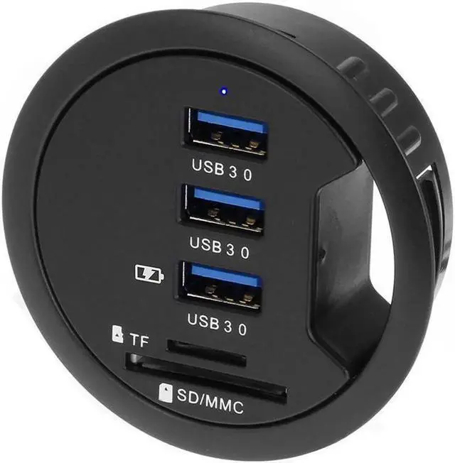 Main image of Vszerda 2.5" Grommet Hole - In Desk - USB 3.1 Gen I 3 Port Hub/ BC 1.2 USB Charger with SD Card Reader