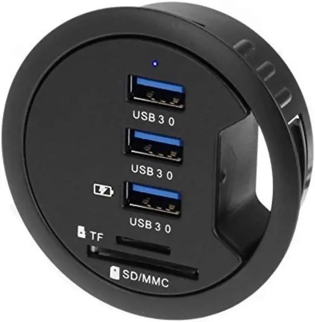 Alt view image 2 of 6 - Vszerda 2.5" Grommet Hole - In Desk - USB 3.1 Gen I 3 Port Hub/ BC 1.2 USB Charger with SD Card Reader