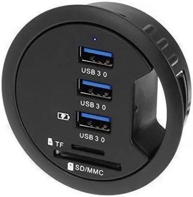 Alt view image 5 of 6 - Vszerda 2.5" Grommet Hole - In Desk - USB 3.1 Gen I 3 Port Hub/ BC 1.2 USB Charger with SD Card Reader