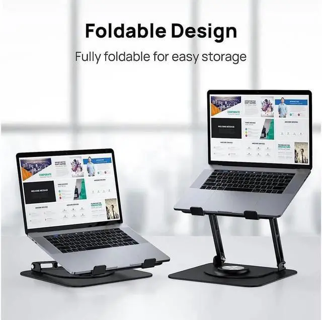 Alt view image 6 of 7 - Vszerda Laptop Cooling Stand, 360 Degree Rotation,Adjustable Ergonomic Portable Aluminum Laptop Holder, Foldable Computer Stand Anti-Slip Laptop Riser Compatible with 10-16 inch Laptops (Black)