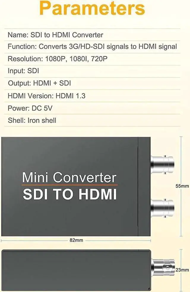 Alt view image 5 of 7 - Vszerda 1080P SDI to HDMI + Sdi Converter with SDI Loop Out Top Grade Product Support SD-SDI/HD-SDI/3G-SDI to HDMI for Monitor Audio Video (OZH5)