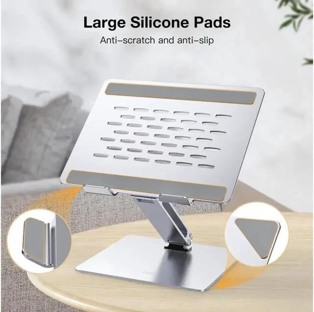 Alt view image 3 of 6 - Vszerda Swivel Laptop Stand, Aluminum Computer Riser, Ergonomic Laptop Holder Stand for Desk, Portable Laptop Riser Compatible for 10-17.3 Inches MacBook, Samsung