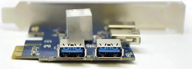 Alt view image 3 of 3 - Vszerda PCI-E 1x to 4 USB 3.0 Adapter Card For USB GPU Riser Cards Mining Rigs ETH Ethereum XMR Monero ZEC Zcash