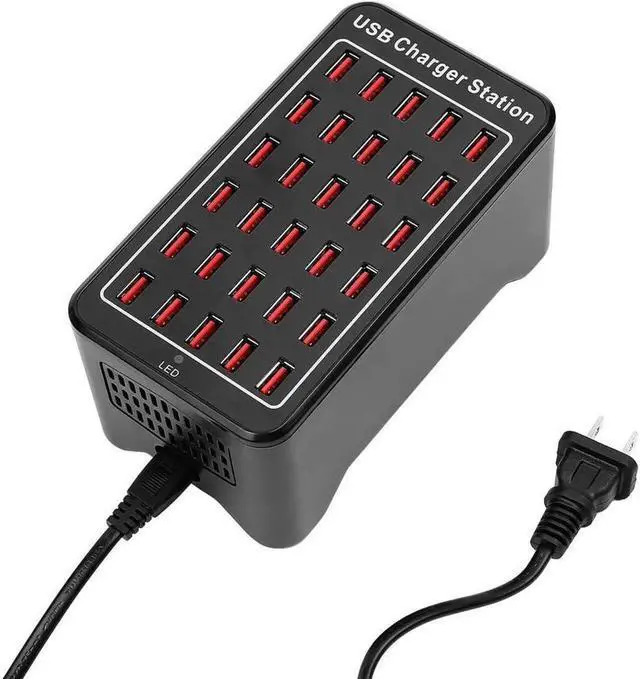 Main image of Vszerda Multiple Chargers USB Charging Station, 30-Port 150W 30A Desktop USB Charging Station for Hotels, Schools, Shops, Shopping malls and Travel - Black