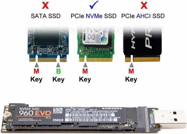 Alt view image 2 of 3 - Vszerda USB 3.0 to NVME M-key M.2 NGFF SSD External PCBA Conveter Adapter with Flash Disk Case