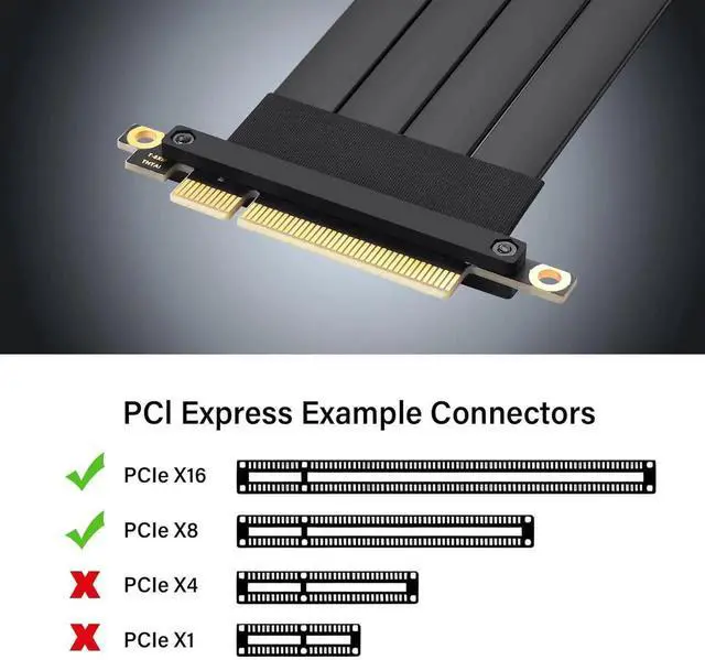 Alt view image 6 of 7 - Vszerda PCIe 3.0 X8 Extension Cable PCI-E 8X Male to Female Riser Cable 25CM (90 Degree Female)