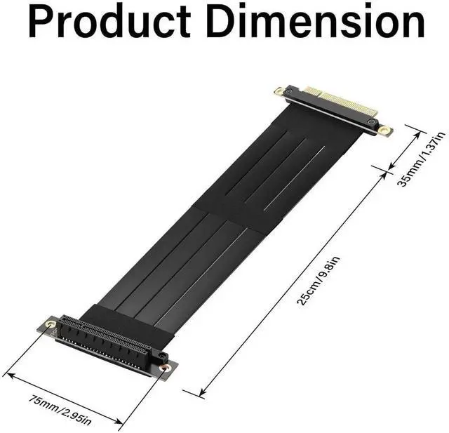 Alt view image 7 of 7 - Vszerda PCIe 3.0 X8 Extension Cable PCI-E 8X Male to Female Riser Cable 25CM (90 Degree Female)