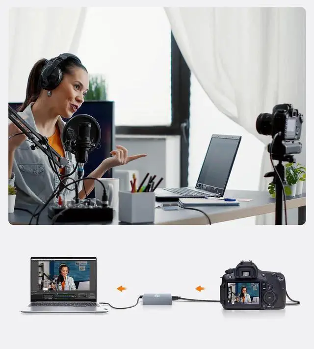 Alt view image 2 of 7 - Vszerda 4K HDMI Video Capture Card with Microphone HDMI Loop-Out, 1080P 60FPS Game Capture Card for Live Streaming, HDMI Capture Card Compatible with Nintendo Switch, PS5/4 PC, Xbox One