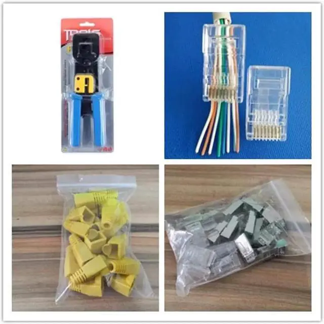 Alt view image 2 of 4 - Vszerda RJ45 Crimp Tool 6P 8P Multi-function Cable Cutter Pass Through Crimper Ethernet Cable Connector Crimping Tool Ratcheting Hand Tools Bonus CAT6 Connector 20 Pack