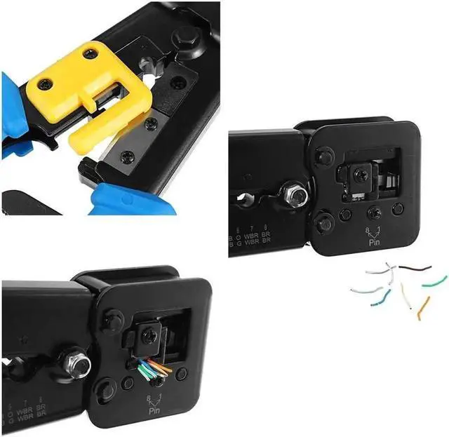 Alt view image 3 of 4 - Vszerda RJ45 Crimp Tool 6P 8P Multi-function Cable Cutter Pass Through Crimper Ethernet Cable Connector Crimping Tool Ratcheting Hand Tools Bonus CAT6 Connector 20 Pack