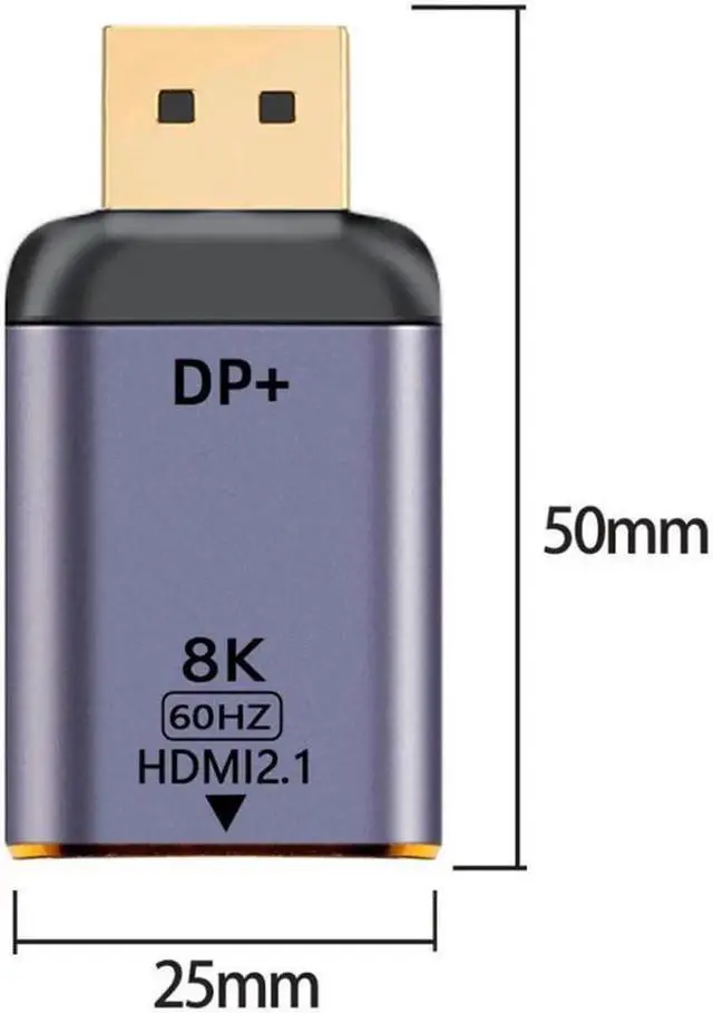 Alt view image 3 of 3 - Vszerda DisplayPort 1.4 Source to HDTV 2.0 Display 8K 60hz UHD 4K DP to HDTV Male Monitor Adapter Connector