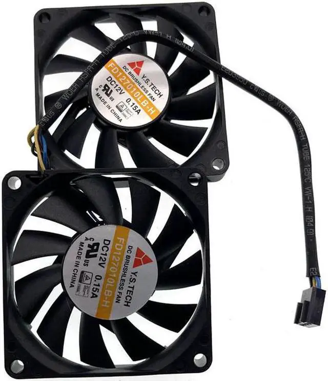 Alt view image 3 of 4 - Vszerda set of 2 fans For Slim PC Computer Y.S.Tech FD127010LB-H FD127010LB 7010 Slim 70x70x10mm 70mm 7CM 4Pin Ball Bearing Cooling Fan