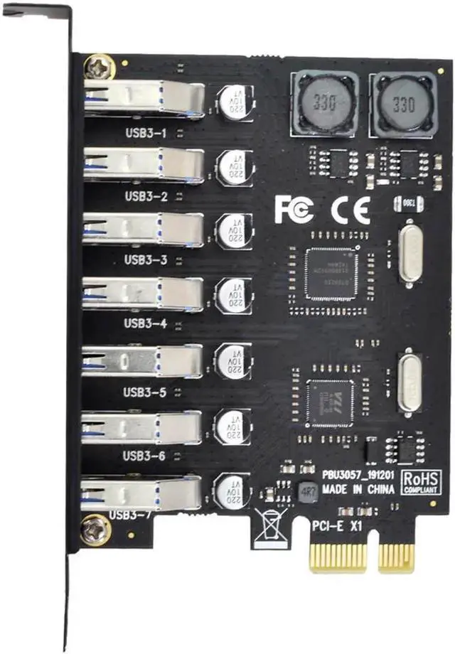 Alt view image 2 of 3 - Vszerda PCI-E to 7 Ports USB 3.0 HUB PCI Express Expansion Card Adapter 5Gbps for Motherboard