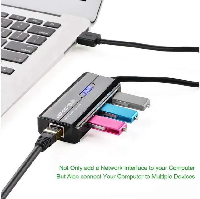 Alt view image 3 of 7 - Vszerda RJ45 Ethernet Adapter with USB 2.0 Hub USB Network Adapter 10/100Mbps for Nintendo Switch, Wii, Windows Surface Pro, MacBook Air/Retina, Chromebook, and More PC
