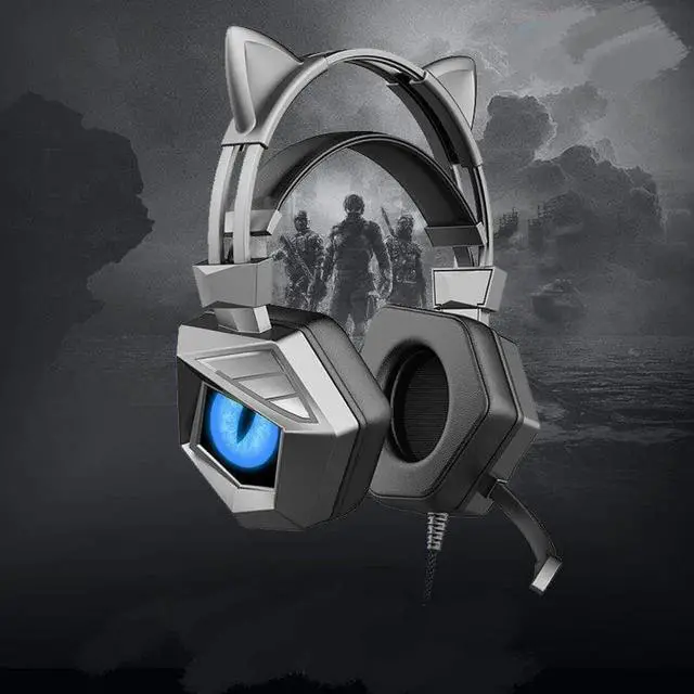Alt view image 3 of 5 - Vszerda Aomoproing Gemdeck Wired Headphones Cat Ear Cool Bluetooth Foldable Headphones Gift Red