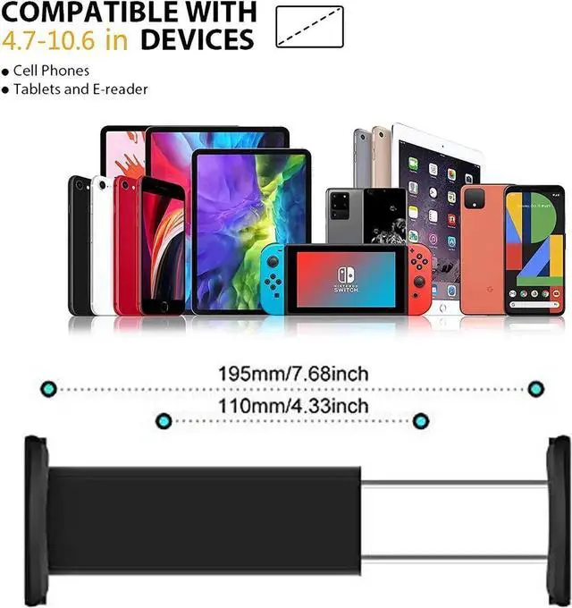 Alt view image 2 of 6 - Vszerda Gooseneck Tablet Stand Holder with Flexible Long Arm For ipad iPhone/Nintendo Switch/Samsung Galaxy Tabs/Amazon Kindle Fire HD and other 4.7"-10.6 inch Devices - Black