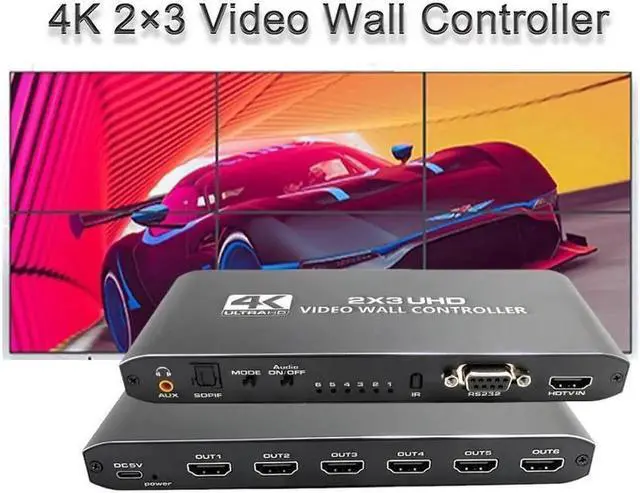 Main image of Vszerda 2x3 Video Wall Controller with RS232 | 1080p@60Hz, HDMI 1.4, HDCP1.4 Compliant | HDMI Inputs; HDMI Outputs | 14 Display Modes - 1x1 1x2 1x3 1x4 1x5 1x6 2x1 2x2 2x3 3x1 3x2 4x1,5x1, 6x1