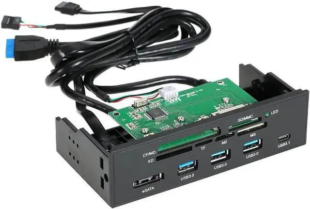 Main image of Vszerda 5.25" Internal Card Reader Media Multi-Function Dashboard PC Front Panel Type-C USB 3.1 USB 3.0 Support CF