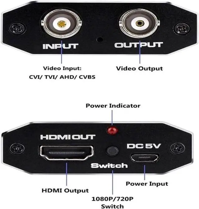 Alt view image 7 of 7 - Vszerda AHD to HDMI Converter TVI to HDMI Converter 4-in-1 Composite CVBS TVI CVI AHD to HDMI Converter Support 720P/ 1080P/ 3MP/ 4MP/ 5MP/ 8MP for Monitor HDTV DVRs
