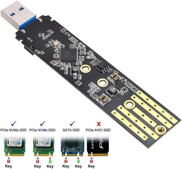 Alt view image 2 of 3 - Vszerda USB 3.0 to NVME M-key M.2 NGFF SATA SSD External PCBA Case Conveter Adapter RTL9210B Chipset