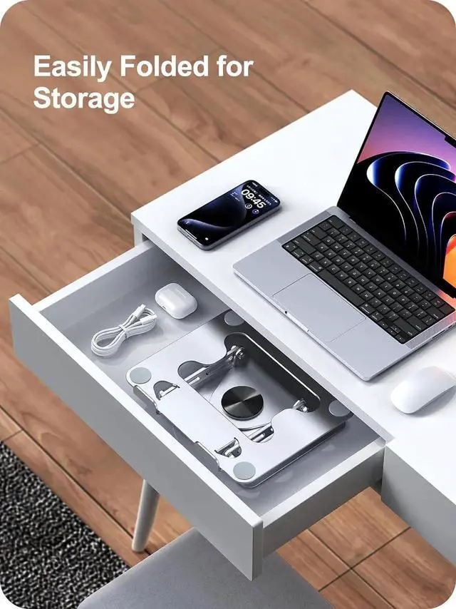 Alt view image 7 of 7 - Vszerda Laptop Stand for Desk Adjustable Computer Stand for Laptop Compatible with for MacBook Pro Air HP All 10-15.6 Laptops (Silver)