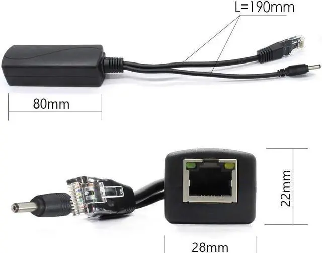 Alt view image 5 of 5 - Vszerda 4-Pack 5V PoE Splitter, 48V to 5V 2.4A Adapter, Plug 3.5mm x 1.35mm, 5.5mm x 2.1mm Connector, IEEE 802.3af Compliant, for IP Camera and More