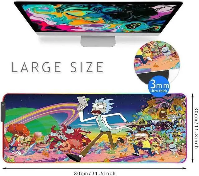 Alt view image 2 of 6 - RGB Gaming Mouse Pad Large - Soft RGB Mouse Mat Oversize Glowing Led Extended Mousepad, USB Powered Computer Keyboard Mouse Pad, Lighted PC Gaming Mouse mat with Non-Slip Rubber Base Waterproof 80x30