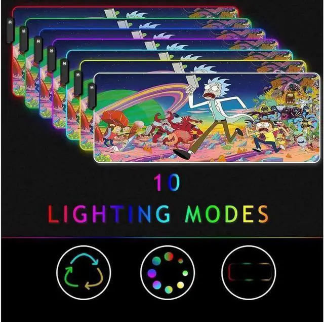 Alt view image 5 of 6 - RGB Gaming Mouse Pad Large - Soft RGB Mouse Mat Oversize Glowing Led Extended Mousepad, USB Powered Computer Keyboard Mouse Pad, Lighted PC Gaming Mouse mat with Non-Slip Rubber Base Waterproof 80x30