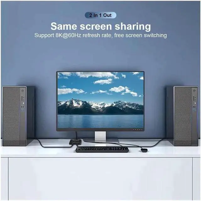 Alt view image 4 of 7 - Vszerda 8K@60Hz USB-C Bi-Direction Switch Video DataTransmissions PD Charge1x2, 2x1 Switcher Splitter