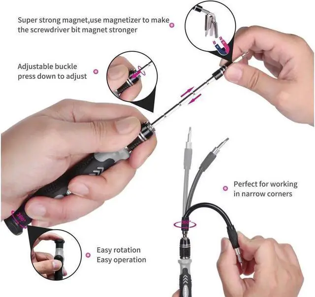 Alt view image 2 of 7 - Vszerda Computer Repair Kit, 122 in 1 Magnetic Laptop Screwdriver Kit, Precision Screwdriver Set, Small Impact Screw Driver Set with Case for Computer, Laptop, PC, for iPhone, Watch,Ps4 DIY Hand Tools
