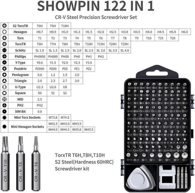 Alt view image 5 of 7 - Vszerda Computer Repair Kit, 122 in 1 Magnetic Laptop Screwdriver Kit, Precision Screwdriver Set, Small Impact Screw Driver Set with Case for Computer, Laptop, PC, for iPhone, Watch,Ps4 DIY Hand Tools
