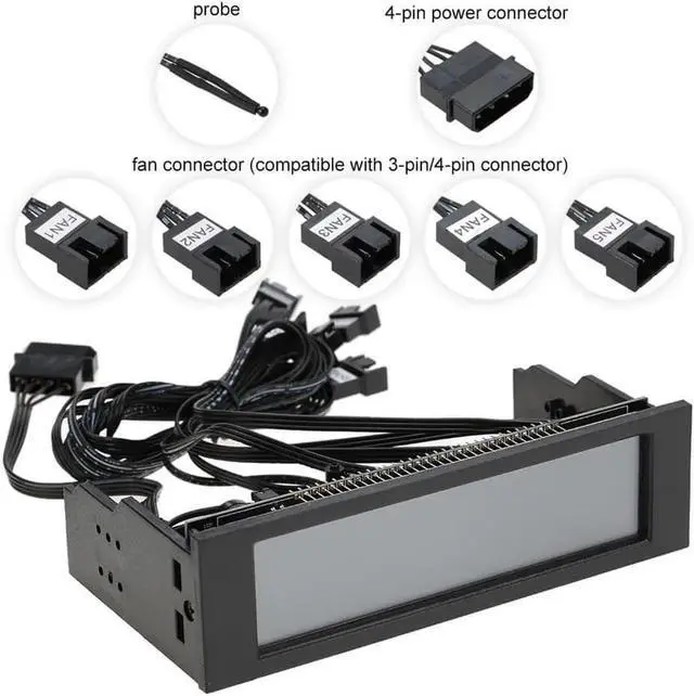 Alt view image 6 of 7 - Vszerda 5.25" Fan Controller 5 Channel Touchscreen Fan Controller Temperature Monitor Automatic Speed Control LCD Front Panel for Computer Cooling Fans