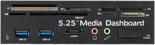 Alt view image 2 of 4 - Vszerda Multi-Function USB 3.0 Hub eSATA Port Internal Card Reader Dashboard Media Front Panel Audio for SD MS CF TF M2 MMC Memory Cards
