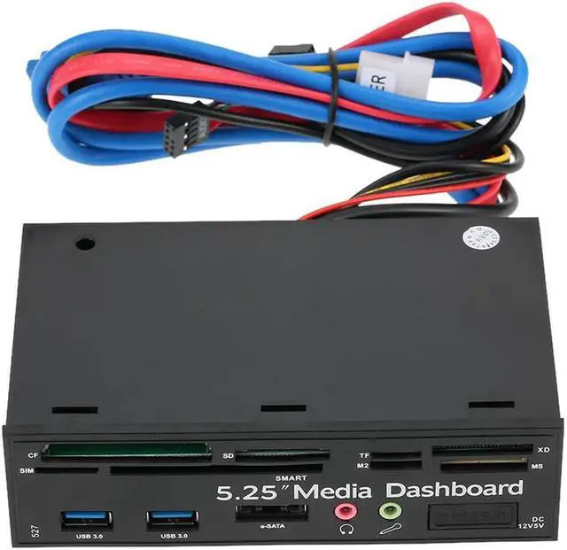 Alt view image 3 of 4 - Vszerda Multi-Function USB 3.0 Hub eSATA Port Internal Card Reader Dashboard Media Front Panel Audio for SD MS CF TF M2 MMC Memory Cards