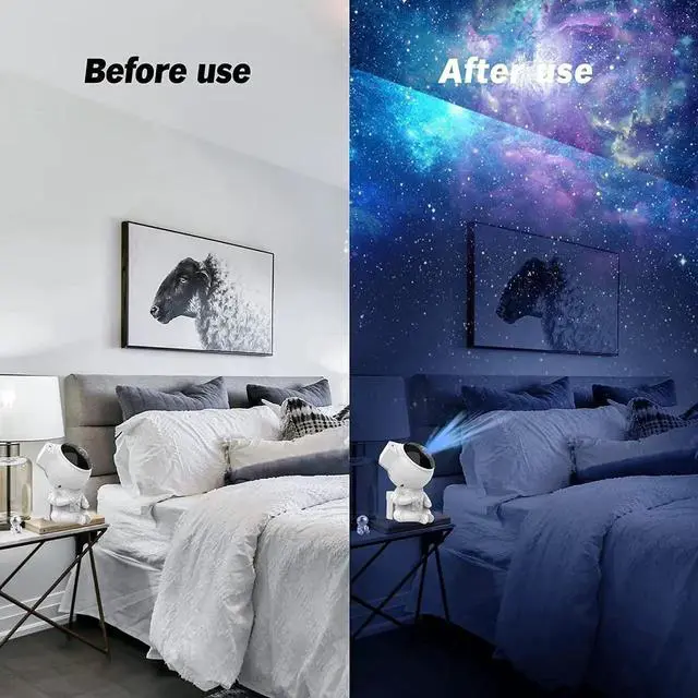 Alt view image 6 of 7 - Vszerda Gemdeck Star Projector Astronaut Lamp with Mini Astronaut and Remote for Gaming Room,Kid Adults Bedroom
