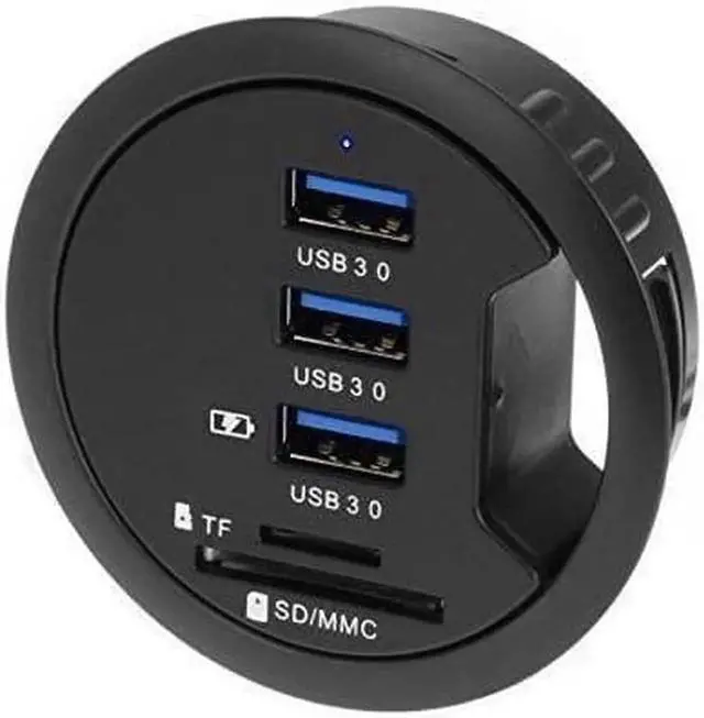 Alt view image 5 of 6 - Vszerda 2.5" Grommet Hole - In Desk - USB 3.1 Gen I 3 Port Hub/ BC 1.2 USB Charger with SD Card Reader